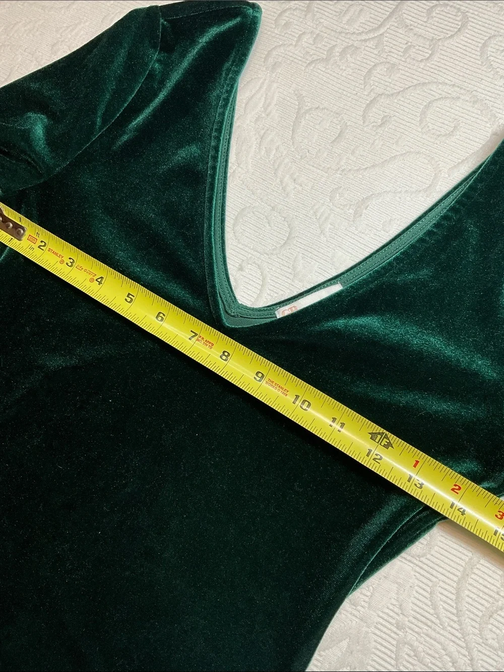 Gianni Bini Emerald Green Velvet Scoop Neck Long Sleeve Bodysuit.XS